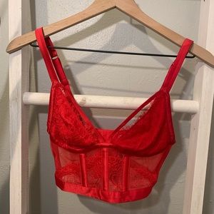 Victoria’s Secret Red Lace Small Bustier Bra Top